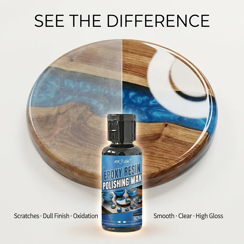 Epoxy Resin Polishing Wax Hand Polish Compound with Free Coating Cloth Scratch Repair & Oxidation Remover Quick Shine Gloss Enhancer for Art Crafts Jewelry Tabletop Surface Finishing