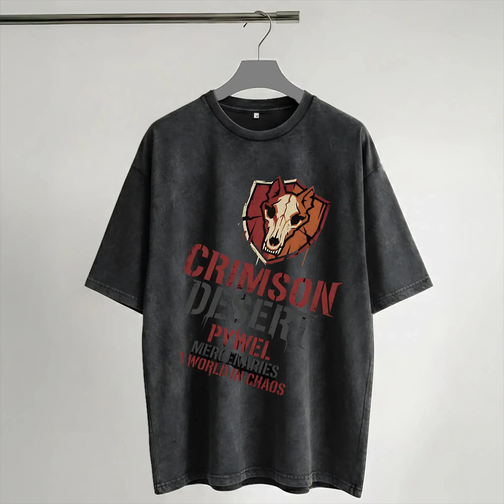 Harajuku Washed Shirts Pearl abyss crimson desert  Outfit Casual T Shirt Oversize  Streetwear Short Sleeve Graphic Printed Tees