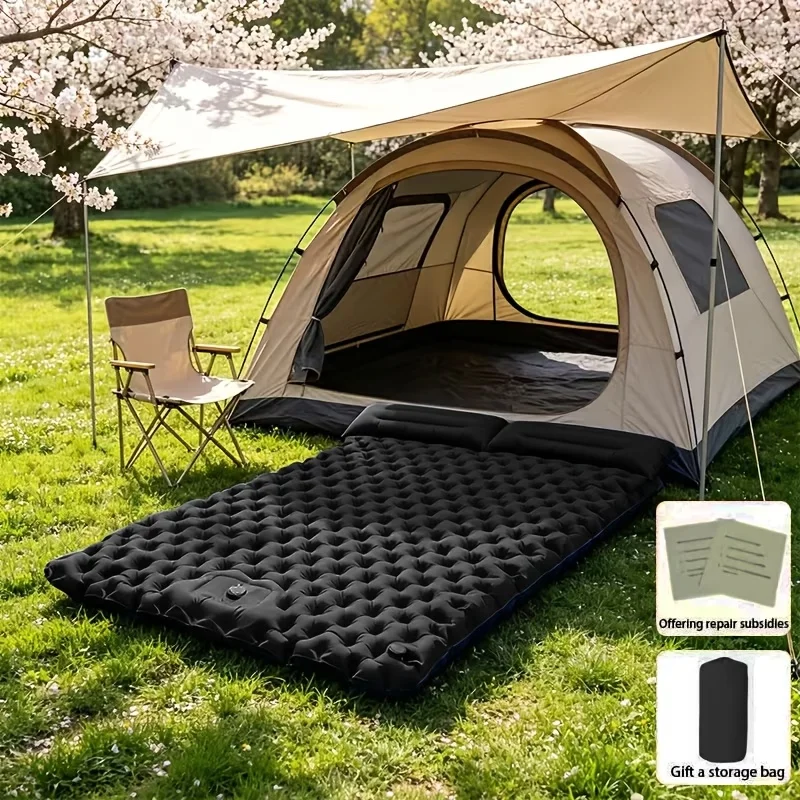 Doppelte aufblasbare Isomatte mit Kissen, geeignet für Camping, ultraleichte, verbesserte, langlebige, kompakte, feuchtigkeitsbeständige Luftmatratze – Detail 8
