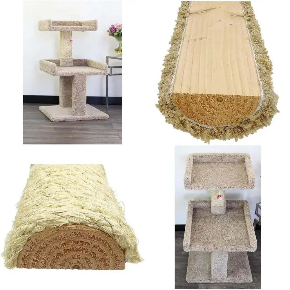 

Sturdy Wood Cat Tower with Spacious Perch and Durable Upholstery for Large Cats