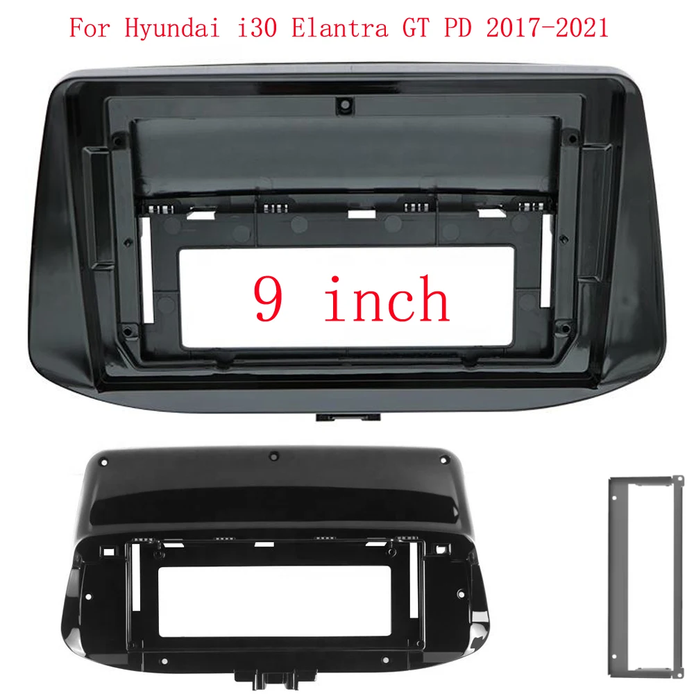 Car Radio Fascias Frame For Hyundai i30 Elantra GT PD 2017-2021 9 inch 1DIN Stereo Panel Wiring Harness Power Cable Connector