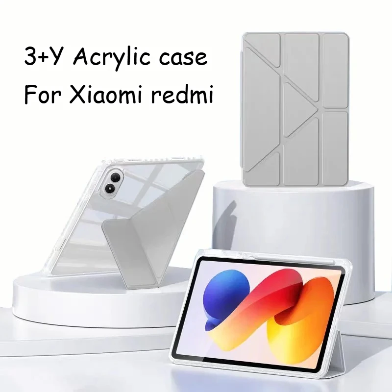 Acrylic Y-Folding Case with Sleep Wake – Funda for Xiaomi Pad 7/7 Pro 2024 11.2 Inch, Redmi SE 11''/8.7'' Xiaomi Pad 5/6/7/8