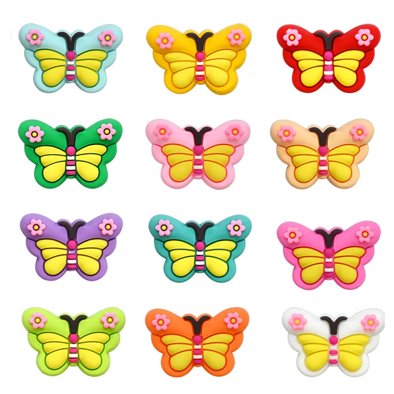 colorful butterfly PVC shoe Charms Slippers Buckle combination Fit Wristbands accessories Decoration Bands gift unisex party