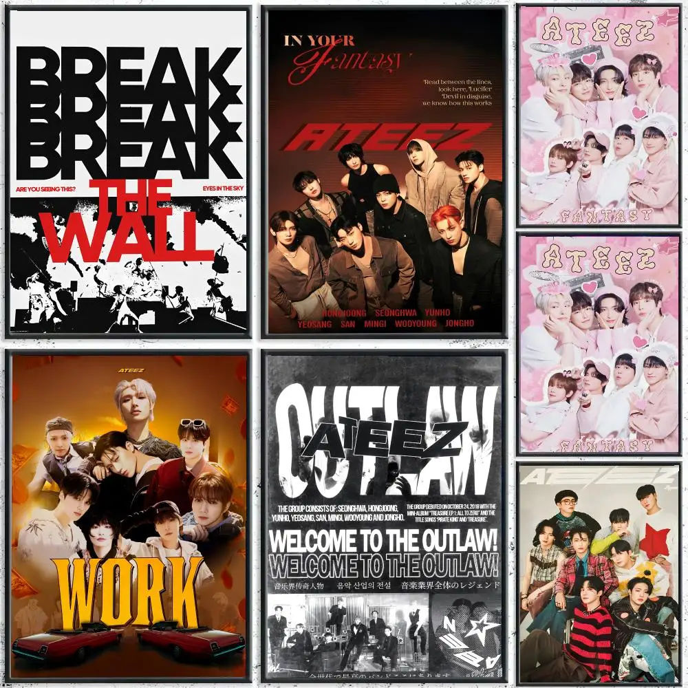 Korea Kpop Band A-ATEEZ Poster Reteo Wall Art Aesthetic Room Decor Print Living Room Bedroom Home Decoration