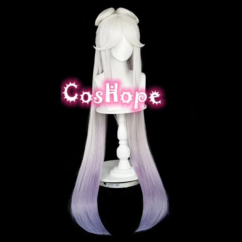 

2025 12 NingGuang 120 см длинный прямой белый фиолетовый аниме косплей термостойкий синтетический парик