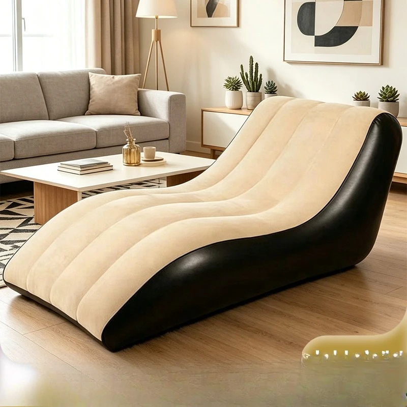 New inflatable sofa wave S recliner pvc flocking inflatable lazy sofa foldable single sofa