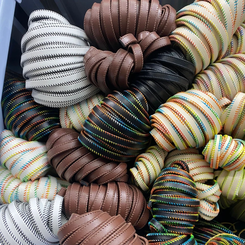 2meters 10mm Colorful Stitched PU Leather Cord Soft Flat Faux Leather Strip DIY Choker Bracelet Clothes Decoration Accessories