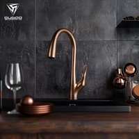 Luxury Rose gold Brass Kitchen sink faucet Golden Modern Single Handle Pull Down Gold Kitchen Tap One Hole Pull Out Sprayer New