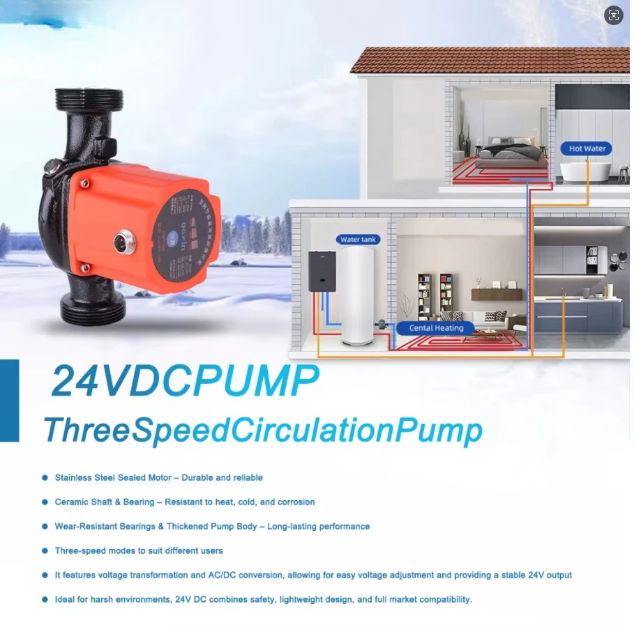 

24V 40-85W Three Speed Adjustable Permanent Magnet DC Variable Frequency Circulating Pump for Household Use