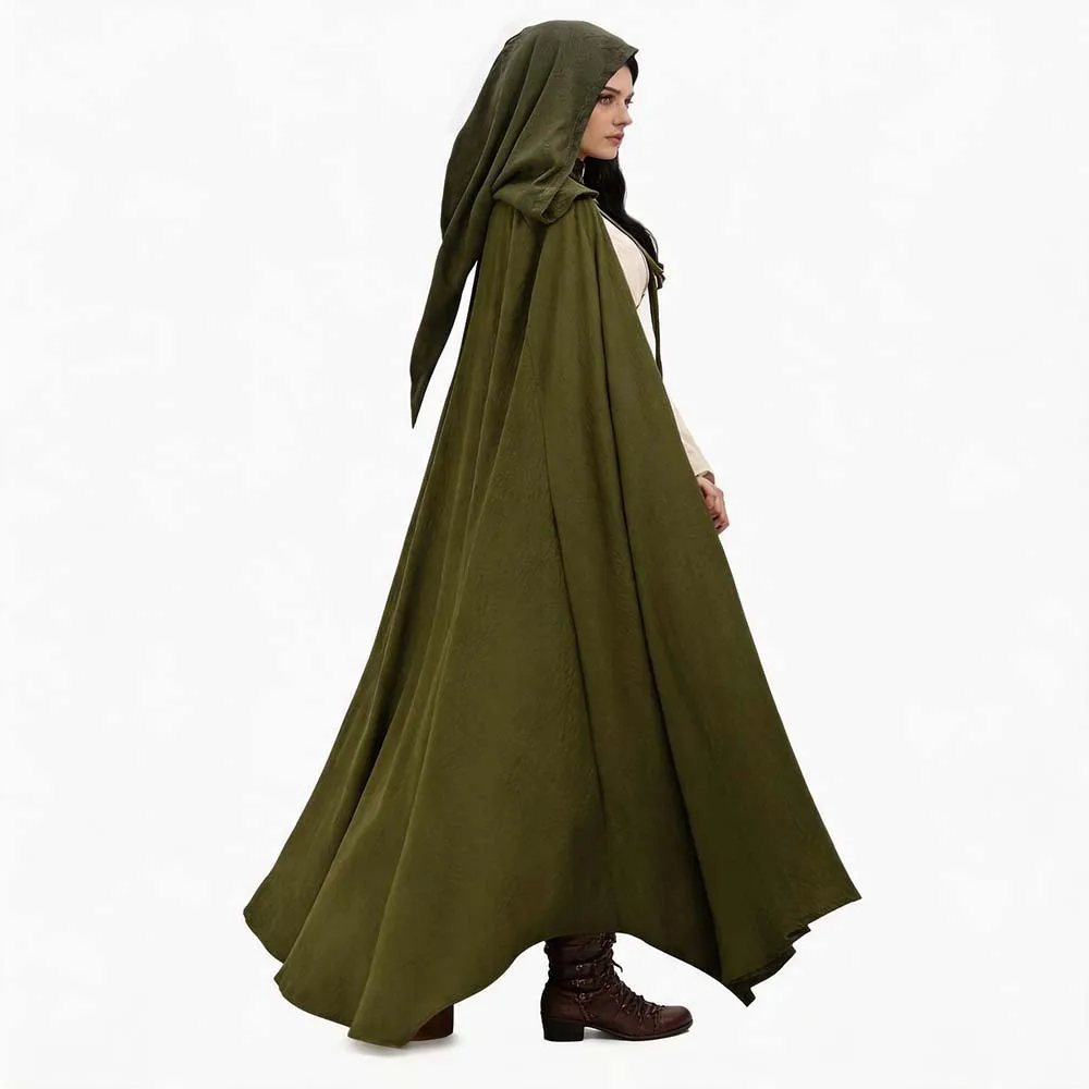 Capa con capucha grande de fantasía para princesa, disfraz renacentista, capa medieval para hombre y mujer, capa con capucha gótica vintage, túnica vikinga.