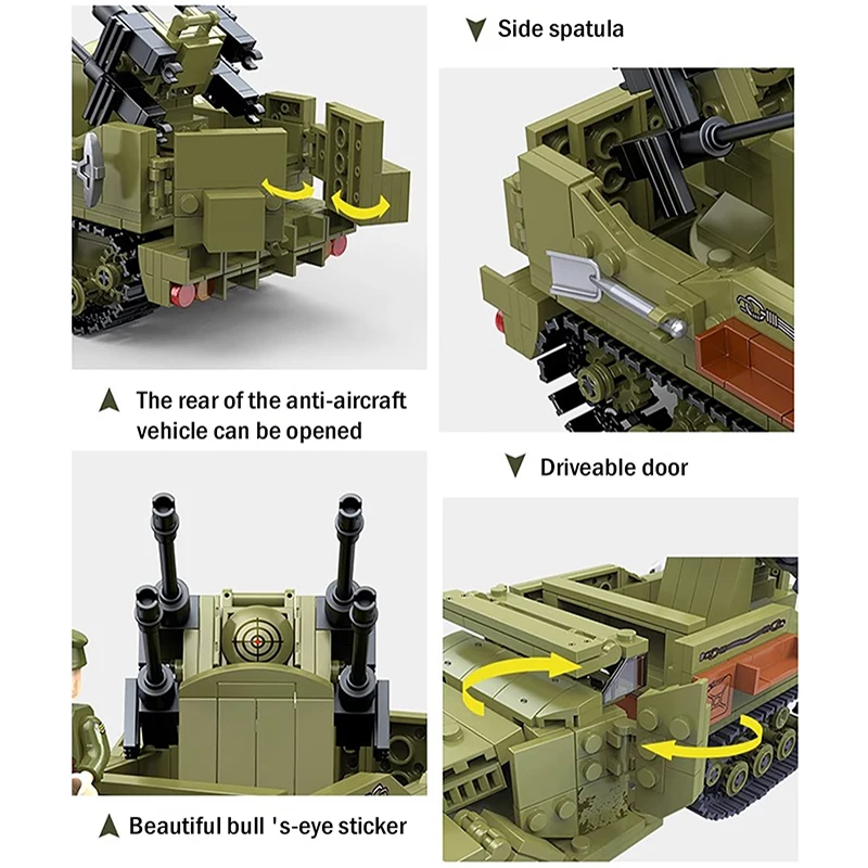 WW2 Military Building Blocks US CCKW353 Cargo Truck M16 Armored Vehicle German MOC T34 Tank Armored Vehicle Brick Toys Boy Gifts