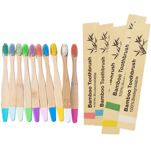 10/20/50/100/150Pcs Children's Bamboo Toothbrush Soft Fiber Bristles Biodegradable Environmentally Friendly Children's Toothbrus
