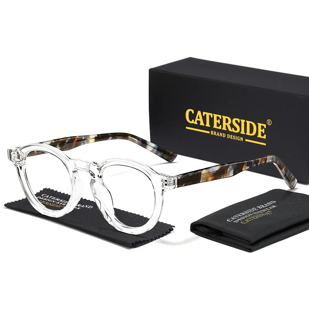 CATERSIDE Modische Herren-Anti-Blaulicht-Brille, Tr-90, runder Rahmen, flache Lichtbrille, Damen-Computer-Lese-Schutzbrille – Detail 9