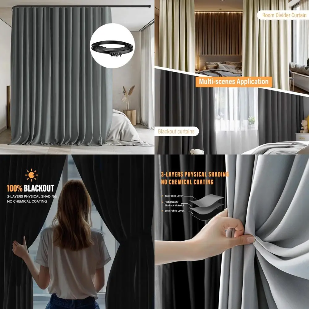 

Flexible Ceiling Track Set for Blackout Curtains, Privacy Room Dividers