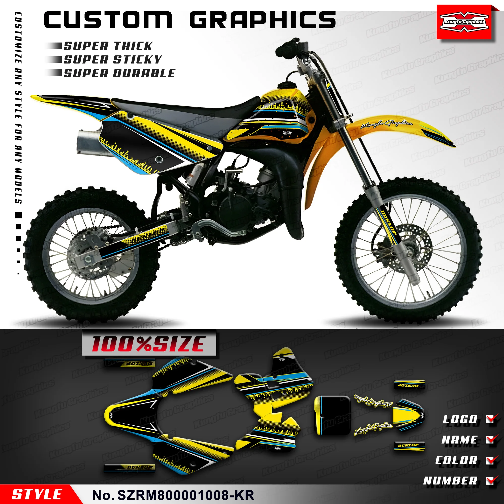 

KUNGFU GRAPHICS Motorcycle Decals for Suzuki RM 80 RM80 2000 2001 Refurbish, Style No.SZRM800001008-KR