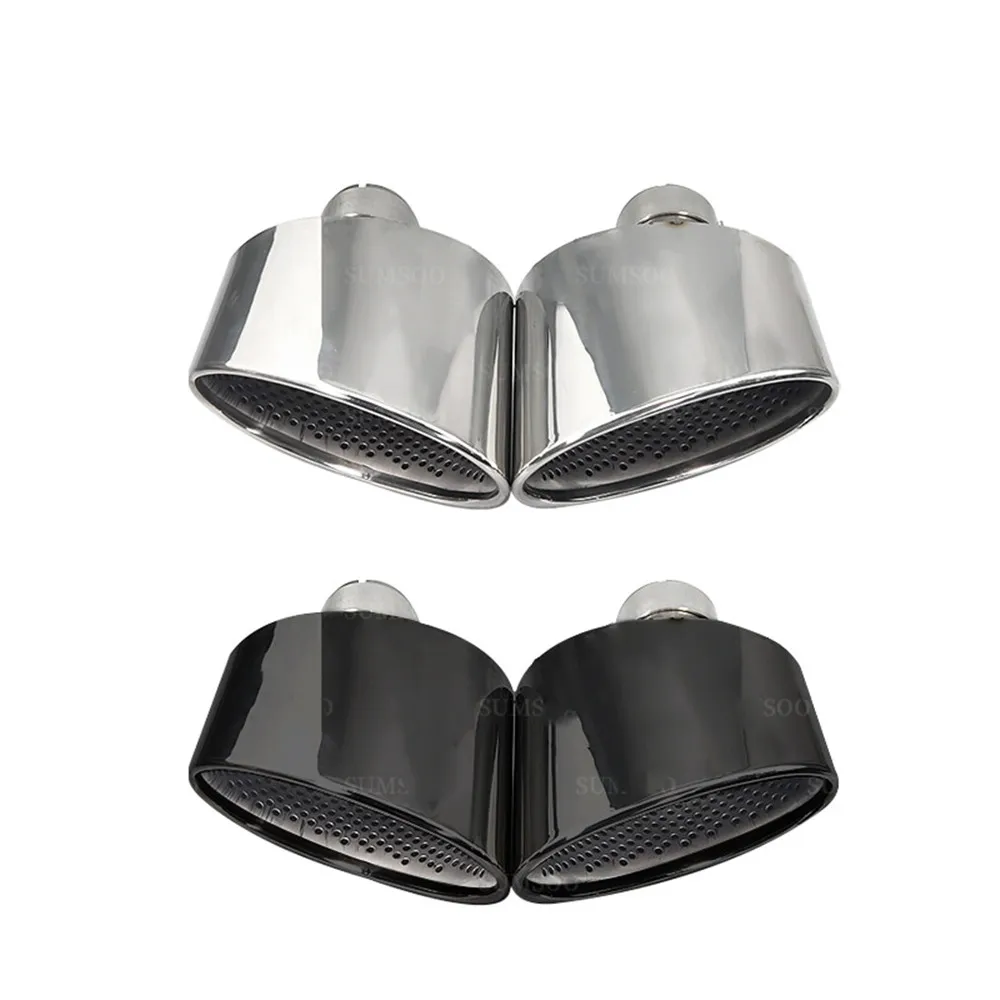 1 Pair Exhaust Tip For Audi A4 A5 A6 A7 Up To RS4 RS5 RS6 RS7 Muffler Tip Tailpipe For Audi Stainless Steel Exhaust Pipe