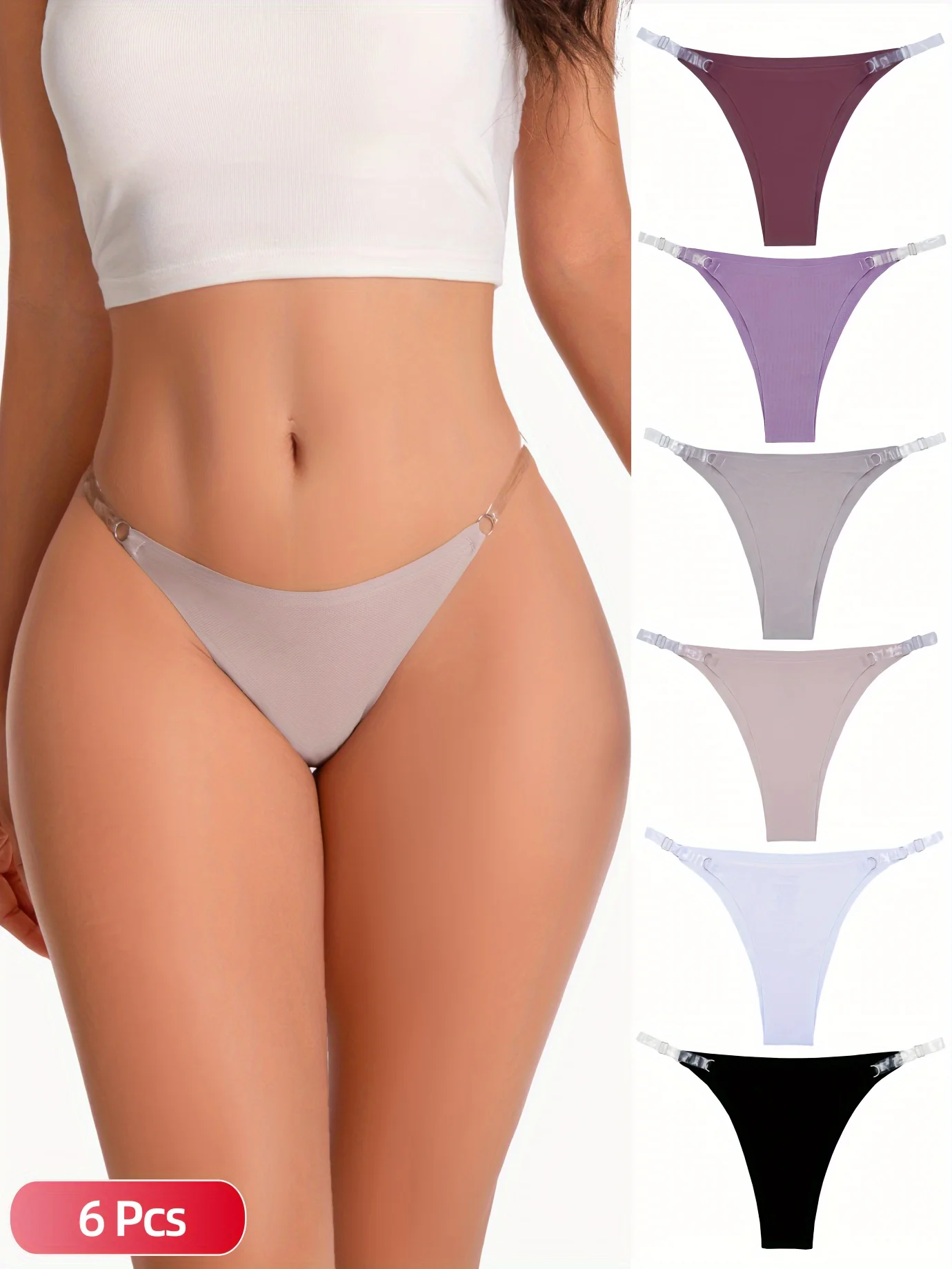 Sous-vêtement sexy, confortable, respirant et à séchage rapide pour femme, tissu en maille, transparent et ajustable, taille basse (6 paires)