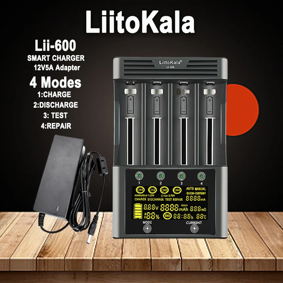 

Зарядное устройство LiitoKala Lii-600 для литий-ионного аккумулятора 3,7 В NiMH 1,2 В подходит для 18650 26650 21700 26700 18350 AA AAA