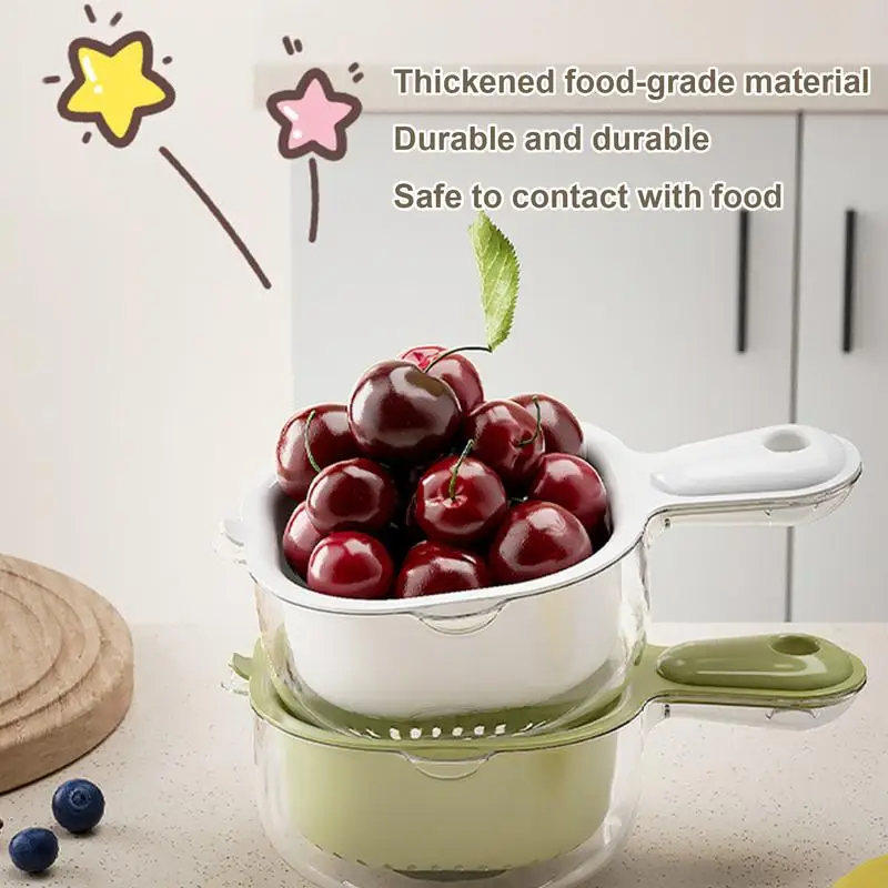 Fruit Cleaning Bowl With Strainer Small Berry Veggie Colander 2-in-1 Veggie Washing Bowl With Handle Soak Wash And Drain