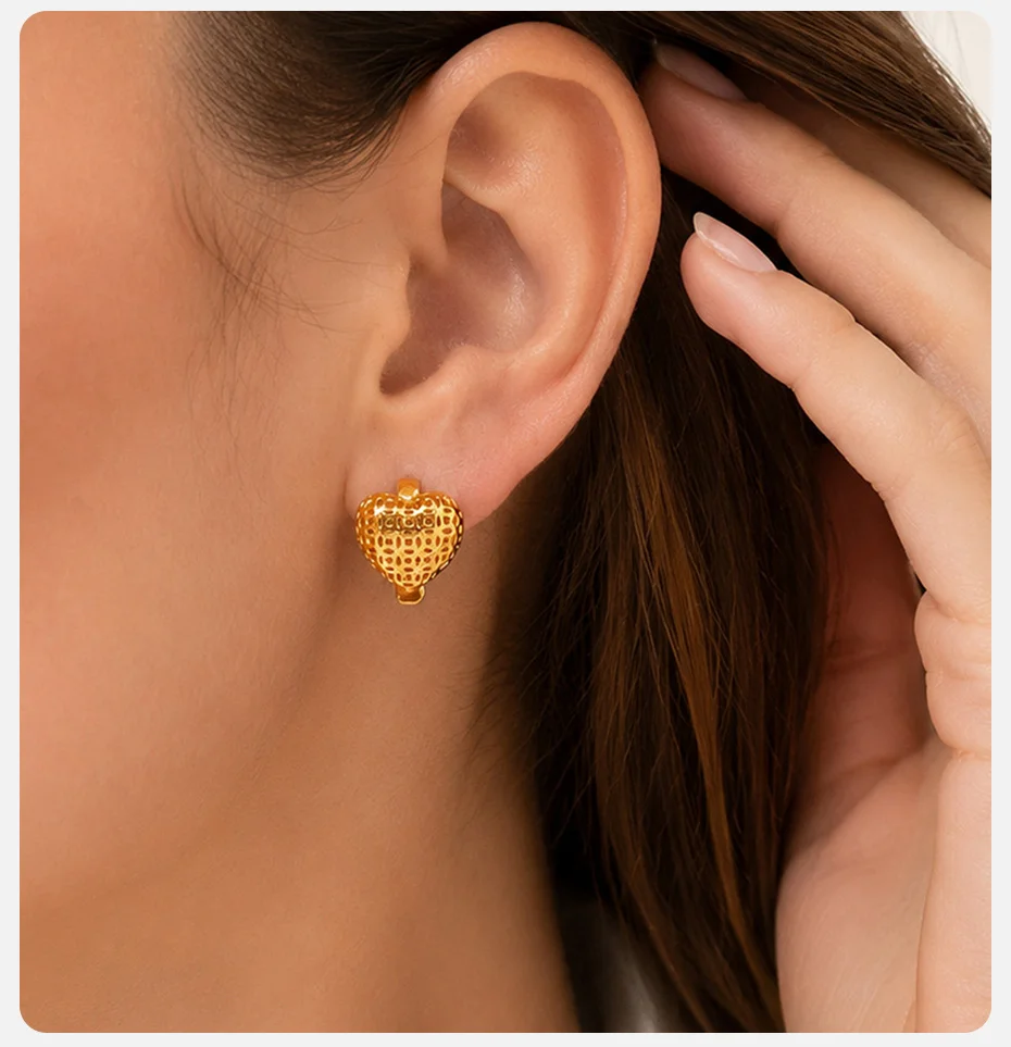 Vnox Minimalistischer Ausgehöhlter Herz-Creolen-Anhänger Halskette Klassischer Vergoldeter Brautschmuck für Hochzeiten – Detail 3
