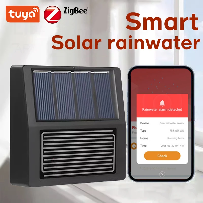 Tuya Smart Zigbee Rain Sensor With Light Detector Solar Operated IP65 Outdoor Waterproof Rain Detector Smart life Remote Control