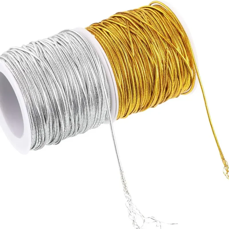 20M/Roll 1mm Metallic Elastic Cords Stretch Cord Ribbon Metallic Tinsel Cord Rope for DIY Craft Making Gift Wrapping