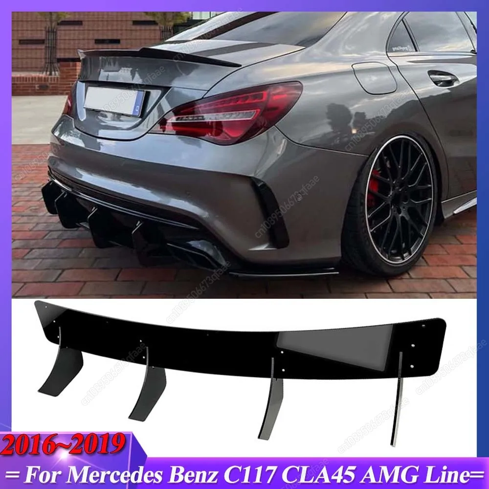 

For Mercedes Benz C117 CLA45 AMG 2016-2019 ABS Canards Trims Car Rear Bumper Diffuser Rear Side Splitters Spoiler Lip Body Kits