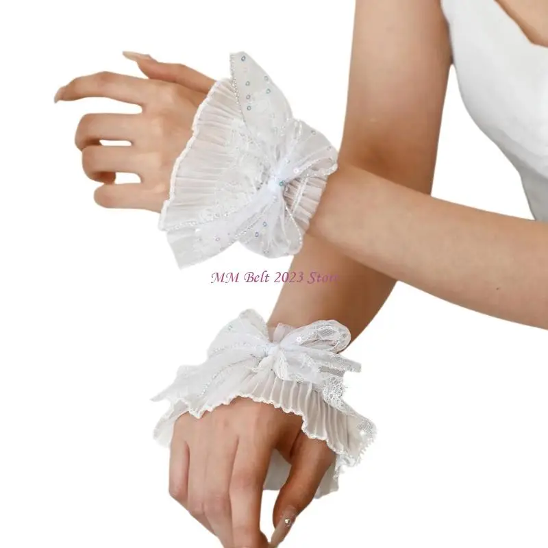 49ME Fashion Photography Wrist Cuffs Lace Design Breathable Sequins Sleeves Nails Art Accessories