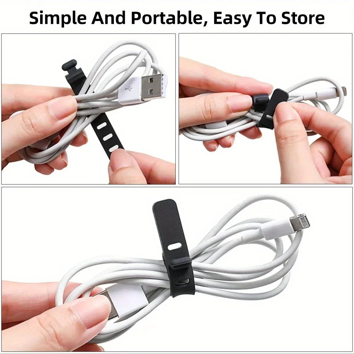 10pcs Reusable Fastening Cable Ties Cord Organizer for Earphone Mouse Cable Winder Portable Soft Silicone Wire Organizer