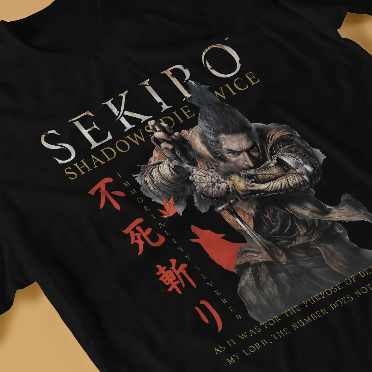 Sekiro Shadows Die Twice T Shirts for Men Pure Cotton Fun T-Shirt Round Neck DARK SOULS Tee Shirt Short Sleeve Clothing Printed