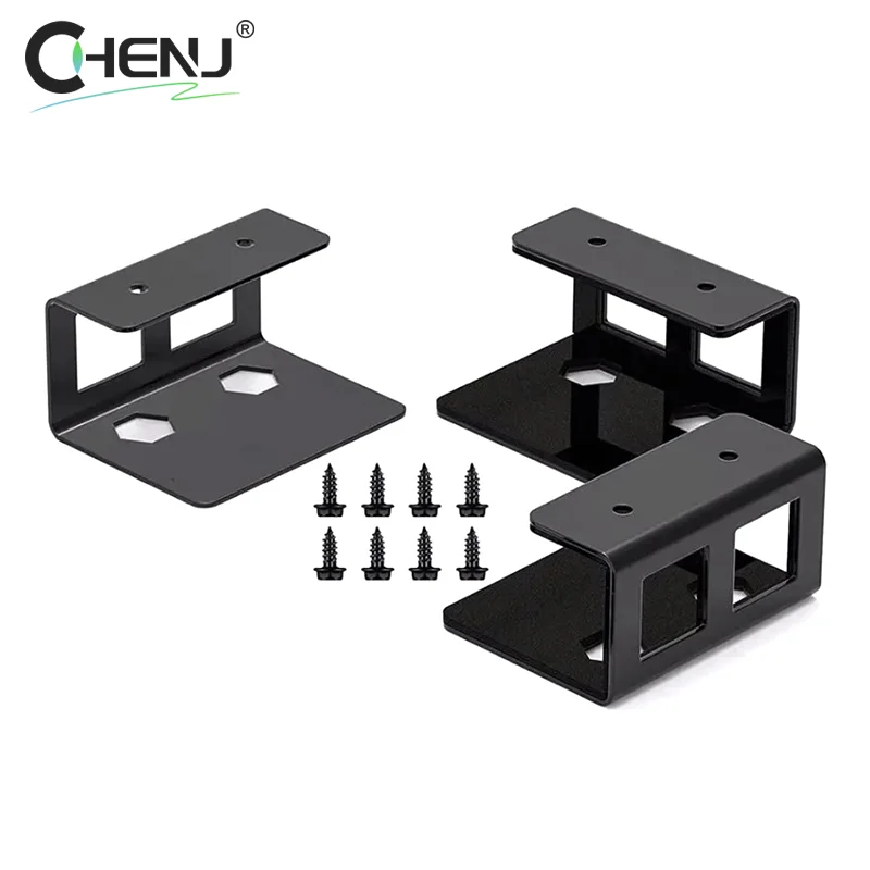 1set Black Under Desk Laptop Storage Bracket Metal Protective Tray Holder With Screw Laptop Mount Accessories