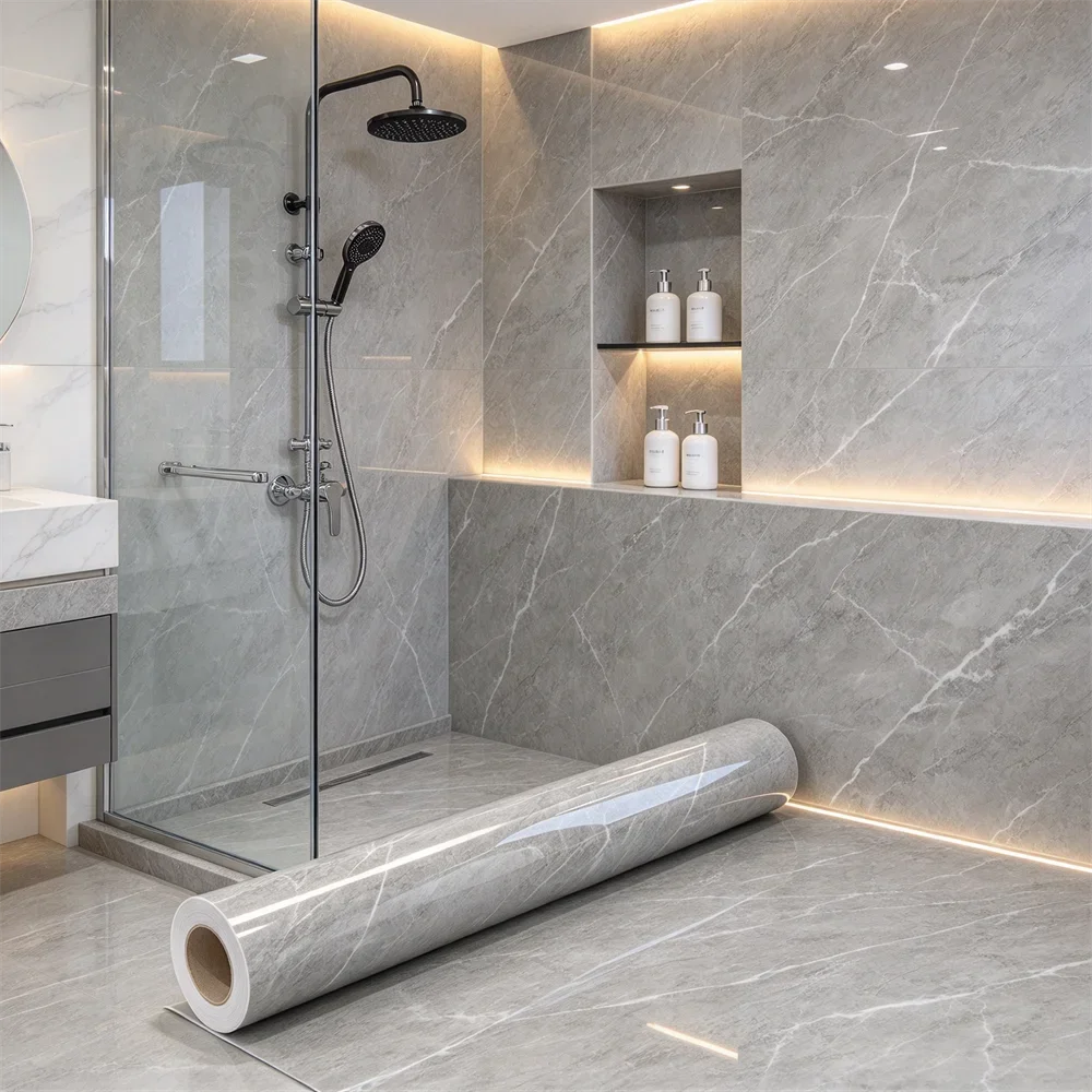 Moistureproof Marble Peel Stick Wallpaper Vinyl Decor Sheet for Kitchen Table Bathroom Cabinet Furniture Wall Covering