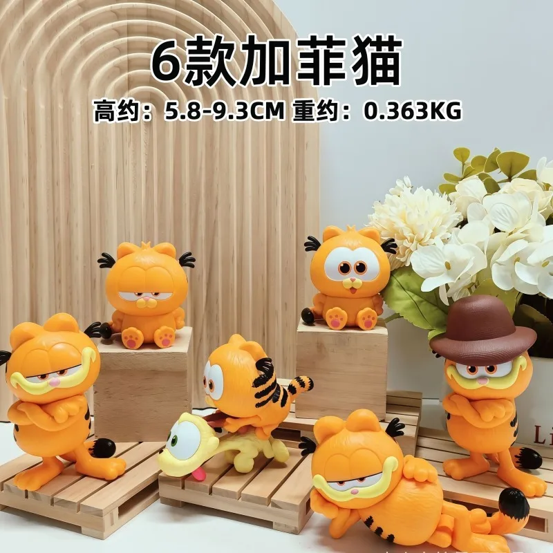 Figuras de Garfield, 6 uds., mercancía de anime de dibujos animados, Odie, adornos creativos para el escritorio, decoración de habitación, juguetes, regalo para niñas