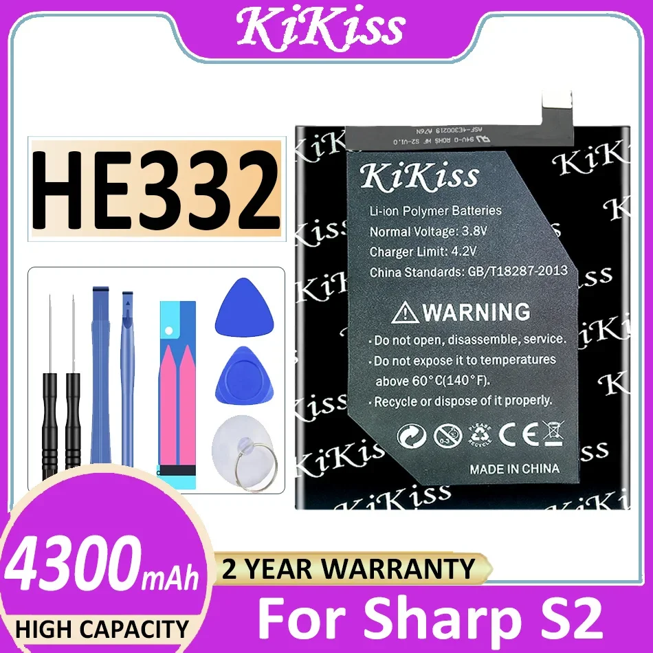 4300mAh KiKiss HE332 Replacement Battery For Sharp S2 fs8010 Aquos S2 FS8018 S3 Mini S3mini Mobile Phone Batteries