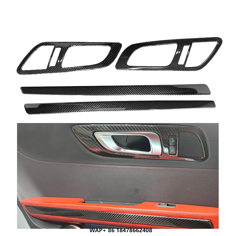 

SUNMAX for AMGGT Interior Carbon Fiber Car Inner Door Handle Panel Frame Cover Trim for Benz AMG GT GTS GTR C190 R190 2015-2018