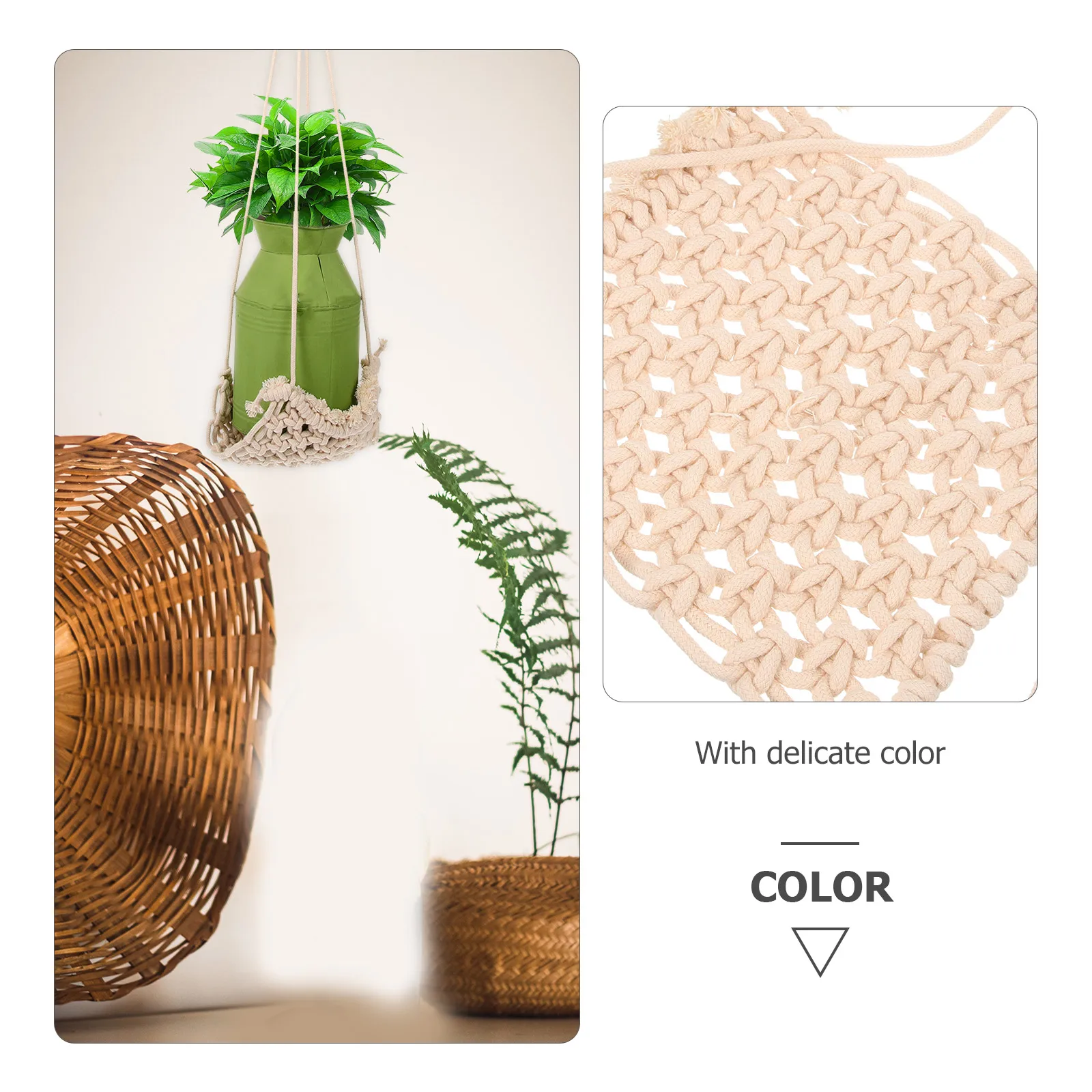 

Macrame Plant Hanger Hanging Flower Pot Holder Indoor Outdoor Wall Ceiling Decor Space Saving Pet Proof -Resistant