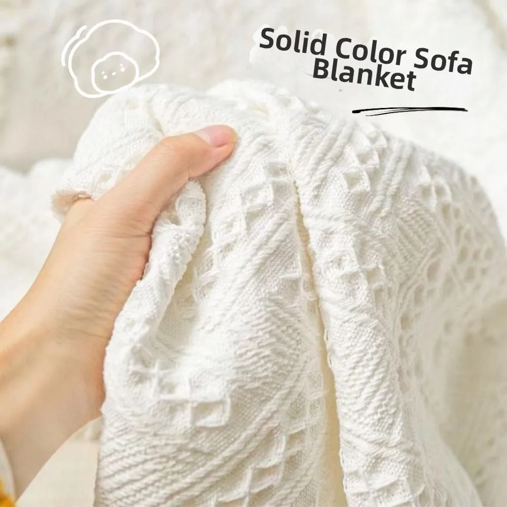 New Nordic Knitted White Sofa Towel Anti-slip Multi-purpose Vintage Cotton Blankets with Tassels Bedspread Cover
