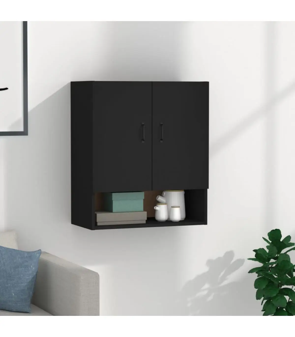 Lockers and storage cabinets wall cabinet black plywood 60x31x70 cm