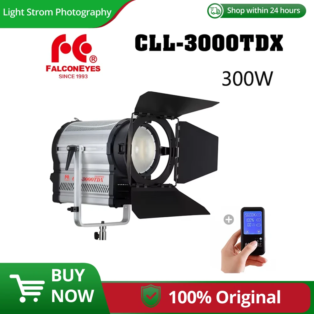 

Falconeyes Led Fresnel Light 300W Bi-Color Adjustable Focal Length Outdoor Photography Studio Lamp With a Gift of Remote Control