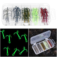 High Carbon Steel Treble Hook 5 Colors Barbed Sharp Triple Hook Triple Barbed Steel Fish Hook for Bait Lure Fishing