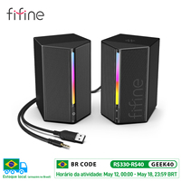 FIFINE Gaming Sound Box with Stereo Surround Sound, USB RGB Speaker with Vol Control for PC,Lattop,PS4/5,TV-Ampligame A20