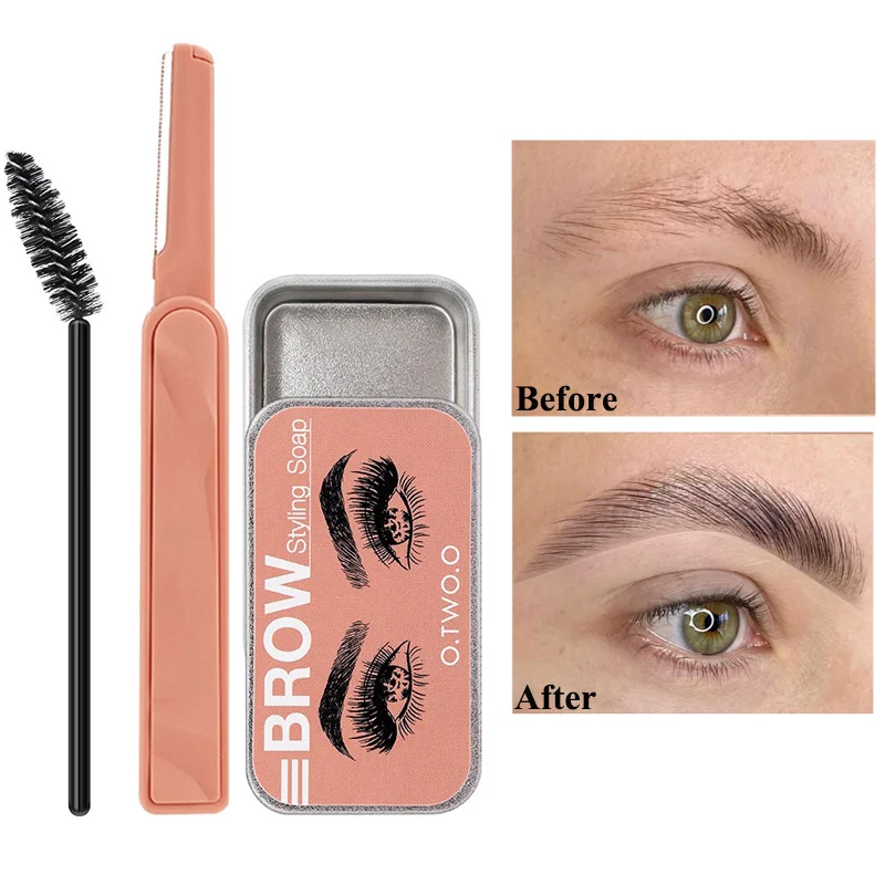 กันน้ำ Eyebrow เจลจัดแต่งทรงผมแปรงโปร่งใสสีดำ Brow การตั้งค่า Tint Wax Feathery Eyebrow Fixing สบู่แต่งหน้าเครื่องสำอาง