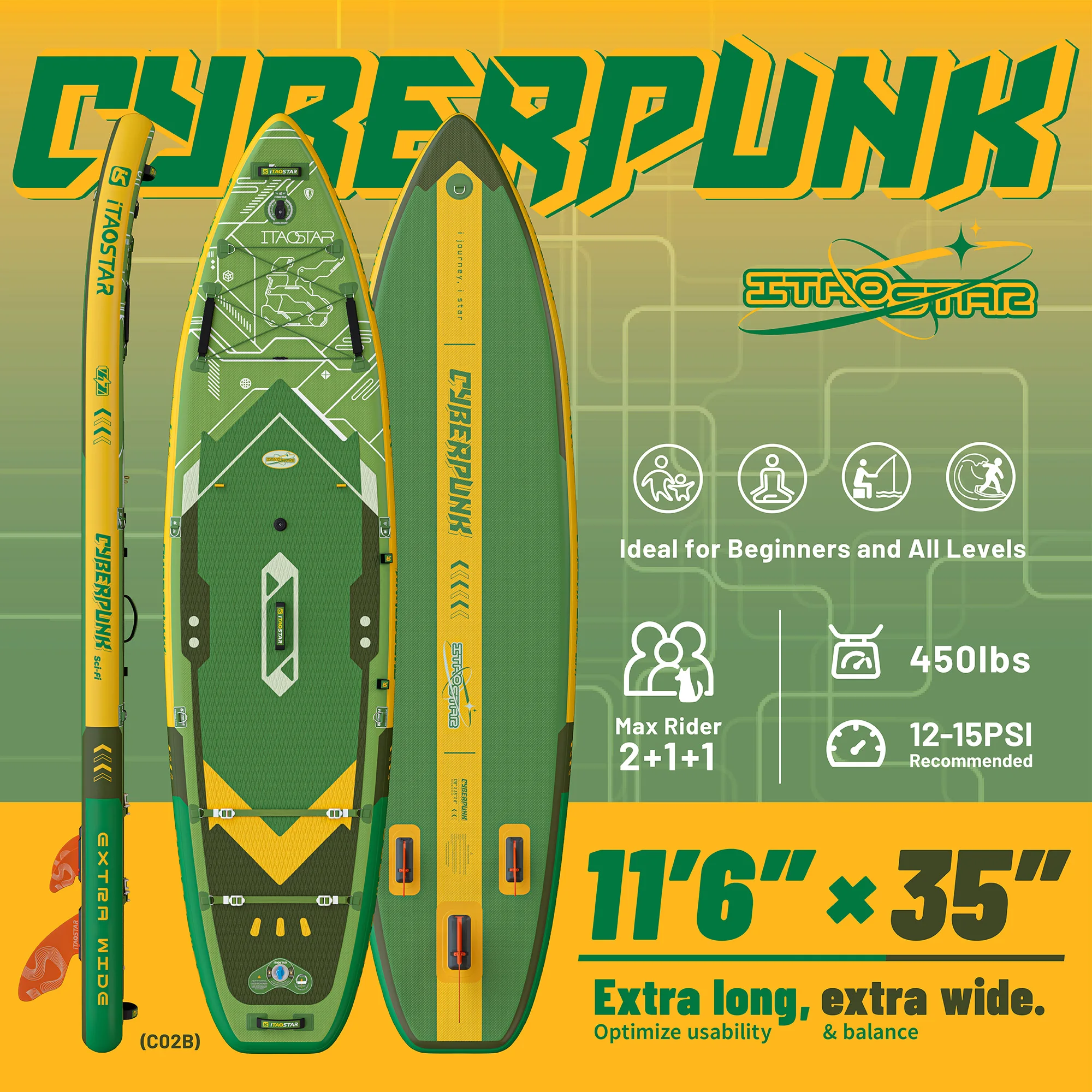 iTAOSTAR Cyberpunk C02B 11'6"x35"x6" OEM SUP Inflatable Paddle Board, Isup Surfing Inflatable Stand up Paddle Board