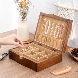 Large Storage Box Retro Jewelry Multi Functional Wooden Jewelry Box Organizer Luxury Wedding Gift Display Showcases Package