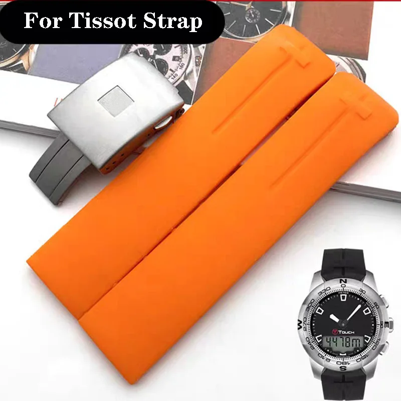 Silicone Rubber Watch Strap For Tissot 1853 Tengzhi T-Touch Original T013 Watchband T047T081T33 Men's Waterproof Bracelet 20mm