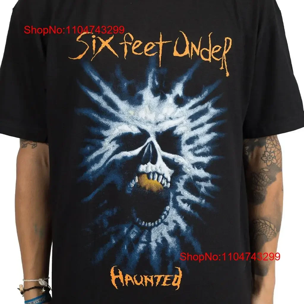 Camiseta negra embrujada de seis pies debajo de la banda, todas las tallas S a 45XL JA349, ropa de calle vintage lavada para hombre, versátil y ligeramente