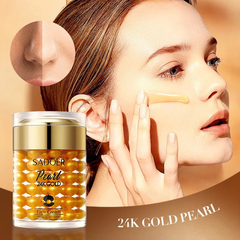 SADOER 24K crema Facial de colágeno perla dorada hidratante blanqueamiento crema Facial antiarrugas cuidado de la piel Facial