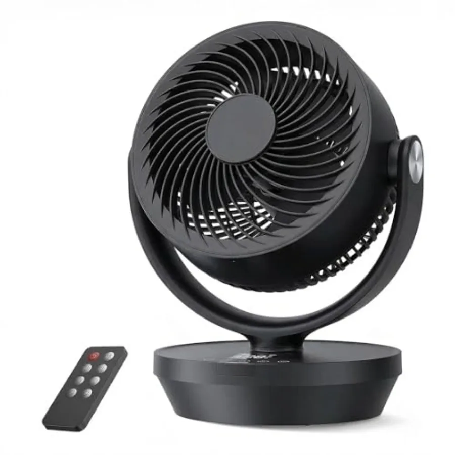 

Air Circulator Fan for Bedroom Quiet Oscillating Table Fan with 4 Speeds Remote Control 90° Oscillation 12H Timer