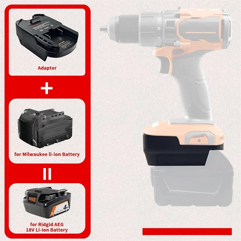 Battery Adapter Converter for Milwaukee/Dewalt 18V 20V Li-ion Battery To Work for Ridgid AEG 18V Cordles Power Tools