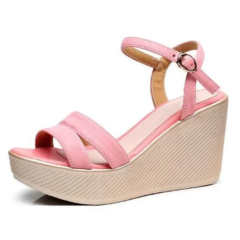 BEYARNE size 33-43 women wedge sandals summer shoes  ankle buckle platform sandals women high heels office shoe